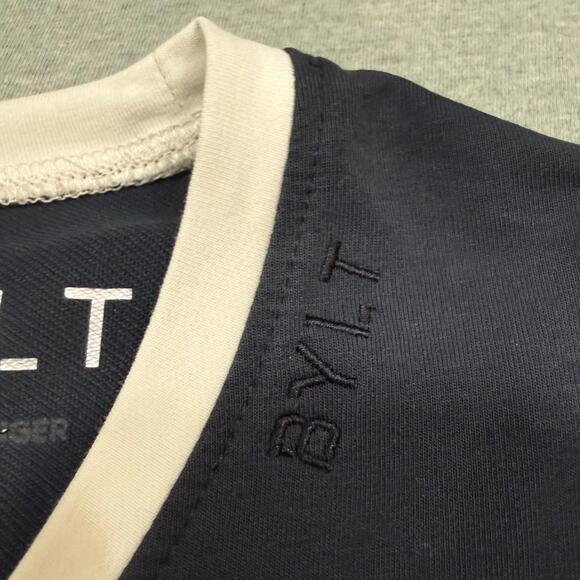 BYLT Premium Basics Drop Cut Ringer LUX T Shirt Mens XL Navy White Trim - Picture 4 of 6